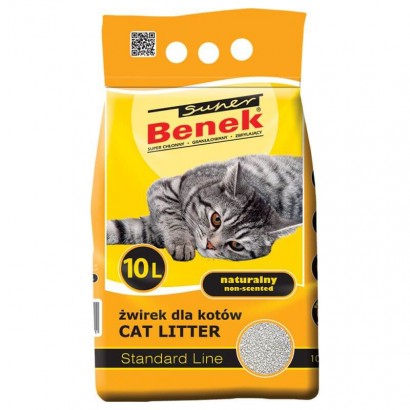 Żwirek dla kota bentonitowy Super Benek STANDARD naturalny 10l