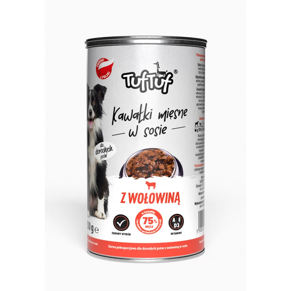 TUF TUF Kawałki mięsne z wołowiną dla psa 1250g