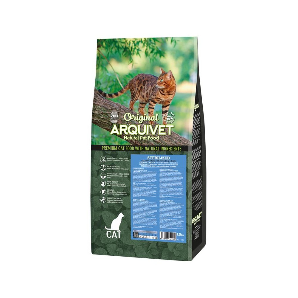 ARQUIVET CAT Original dla kotów sterylizowanych łosoś z ryżem 1,5 kg