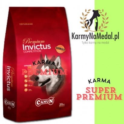 Karma dla psa Premium Canun Invictus 20kg z jagnięciną (mięso 30%), ryżem (25%) i rybą