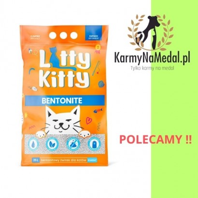 LITTY KITTY Żwirek bentonitowy naturalny 25L - polecamy