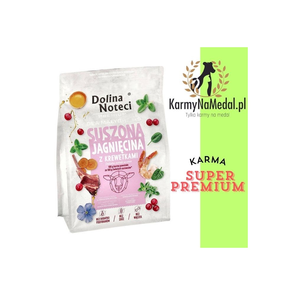 Dolina Noteci Premium karma suszona dla psów ras małych jagnięcina z krewetkami 3 kg