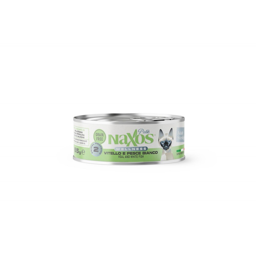 NAXOS CAT STERILIZED Puszka dla kotów sterylizowanych o smaku cielęciny i białej ryby 85g NAXOS CAT STERILIZED Puszka dla kotów sterylizowanych o smaku cielęciny i białej ryby 85g