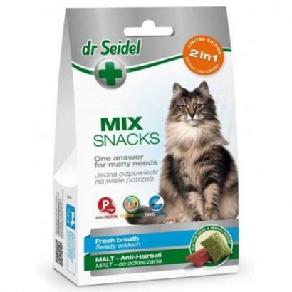 Smakołyki Dr Seidla dla kotów mix 2 w 1 na świeży oddech & malt 60 g