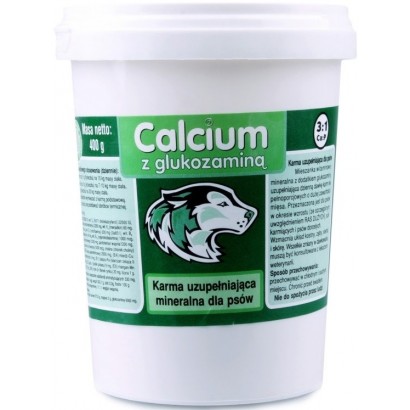 Calcium Preparat witaminowy zielony z glukozaminą dla psa 400g